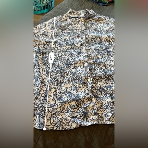 Sigrid Olsen Scandinavian Modern Floral‎ Print 100% Linen Relaxed Shirt Small - Picture 4 of 6